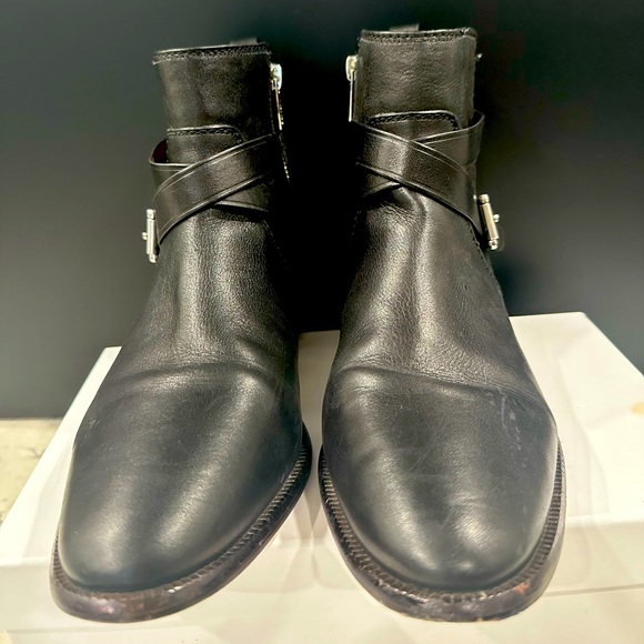 Coach Boots Womens 9 B Lannah Ankle Booties Buckle Straps Black Leather Zipper - Picture 2 of 15